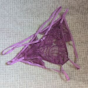 Adore Me Purple Crotchless Panty